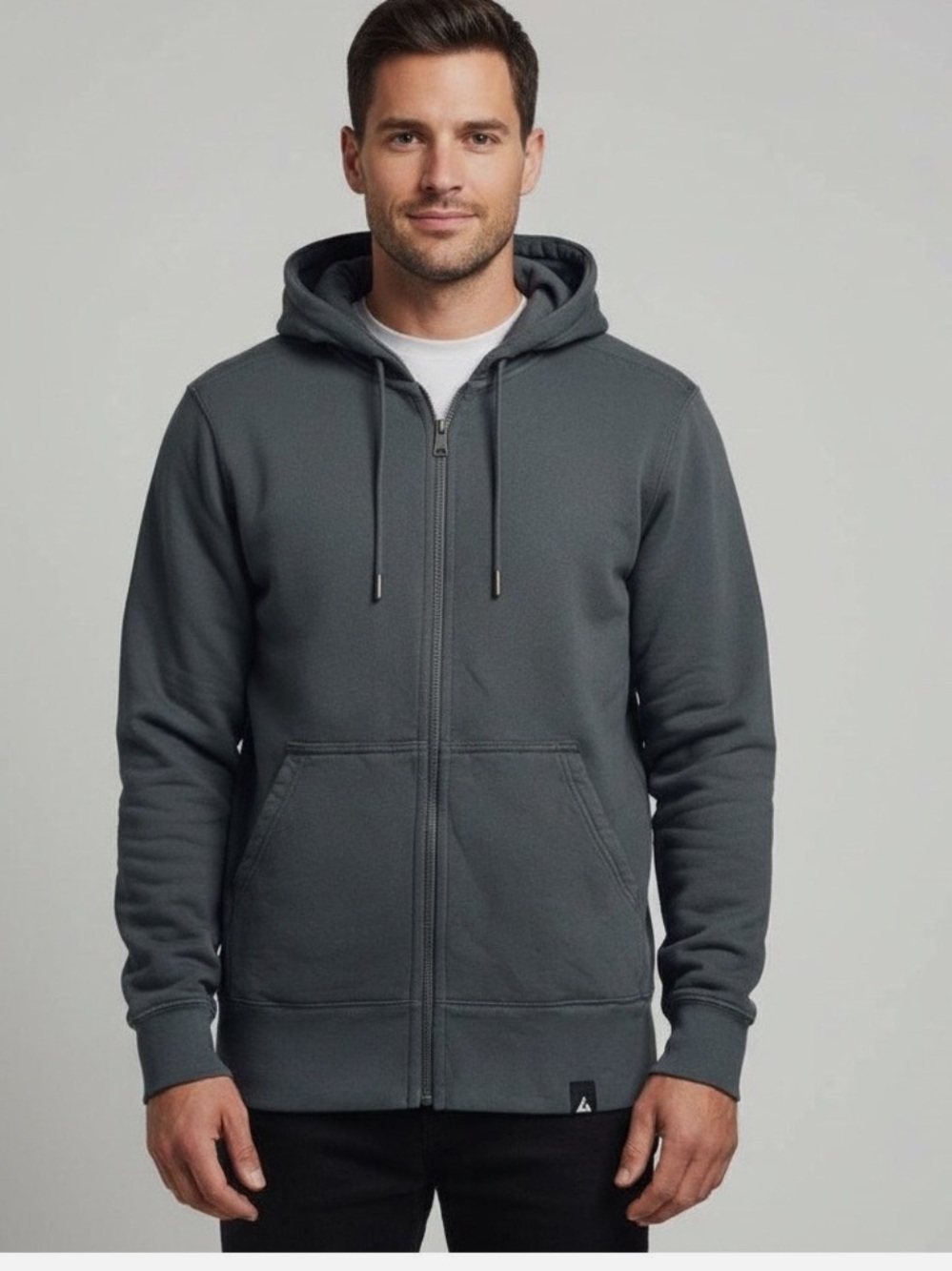 American Giant Men's Full-Zip Hoodie - Charcoal Gray / blue large
